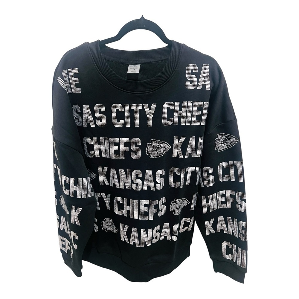 Kansas City Chiefs Rhinestone Sweatshirt Gameday Couture Medium Oversized Med - Picture 4 of 8